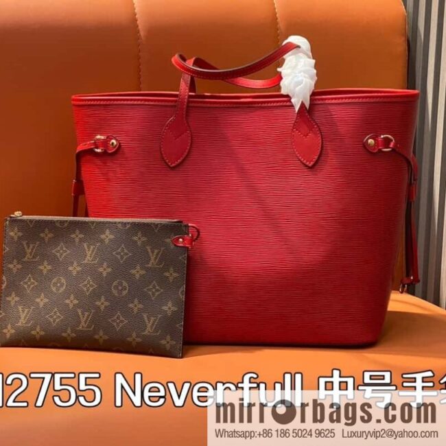 [Boutique‑grade] M11930 red, water ripple shopping bag series Neverfull medium handbag