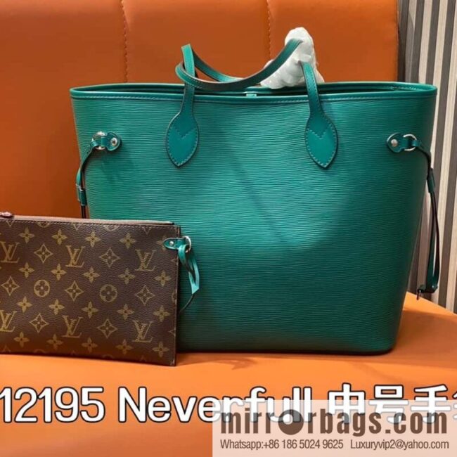 [Boutique‑grade] M11930 green, water ripple shopping bag series Neverfull medium handbag