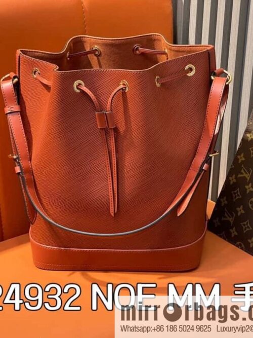 [Boutique‑grade] M24932 brown, water ripple bucket bag NOE MM handbag Noé MM bucket bag
