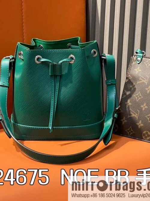 [Boutique‑grade] M24675 green, water ripple bucket bag NOE BB handbag Noé BB bag