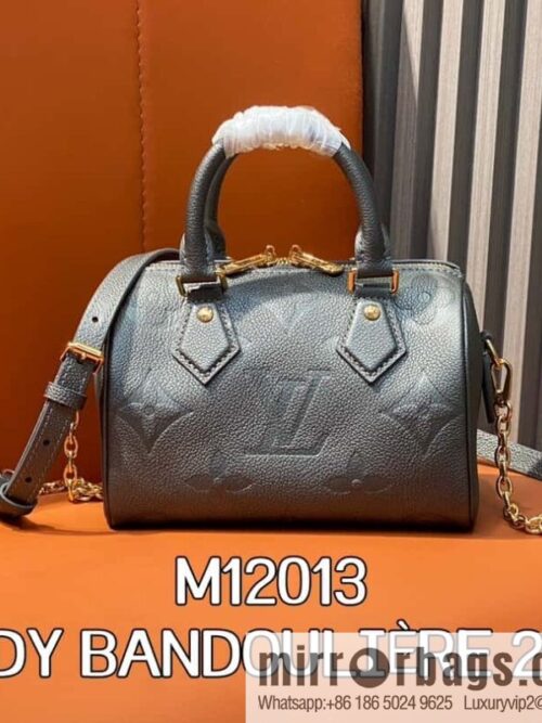 [Premium‑quality] M12013 gun gray, full leather embossed pillow bag speedy series SPEEDY BANDOULIZRE 20 handbag