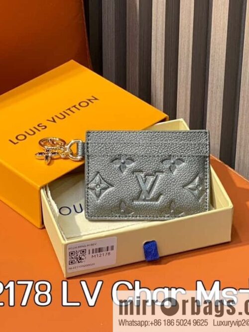 [Boutique‑grade] M12178 pearlescent gray full leather embossed, card bag wallet series Porte-cartes LV Char Ms card holder