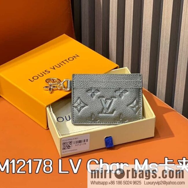 [Boutique‑grade] M12178 pearlescent gray full leather embossed, card bag wallet series Porte-cartes LV Char Ms card holder