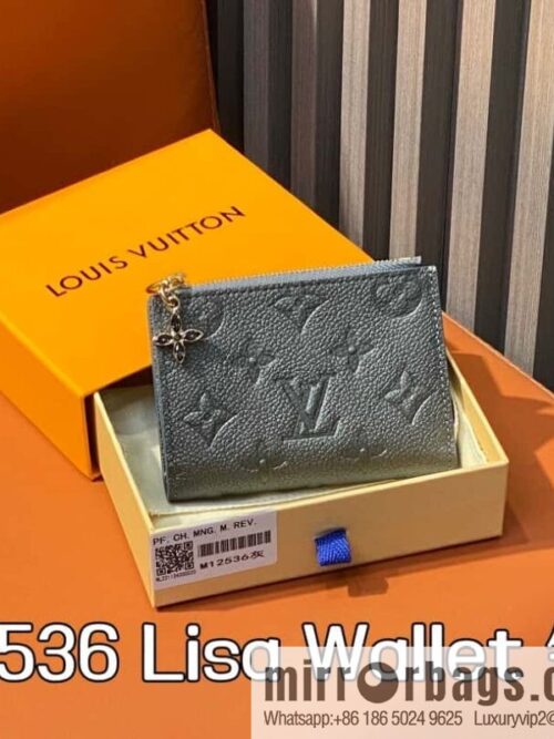 [Boutique‑grade] M12536 pearlescent gray full leather embossed, 20% off wallet series Lisa Wallet wallet