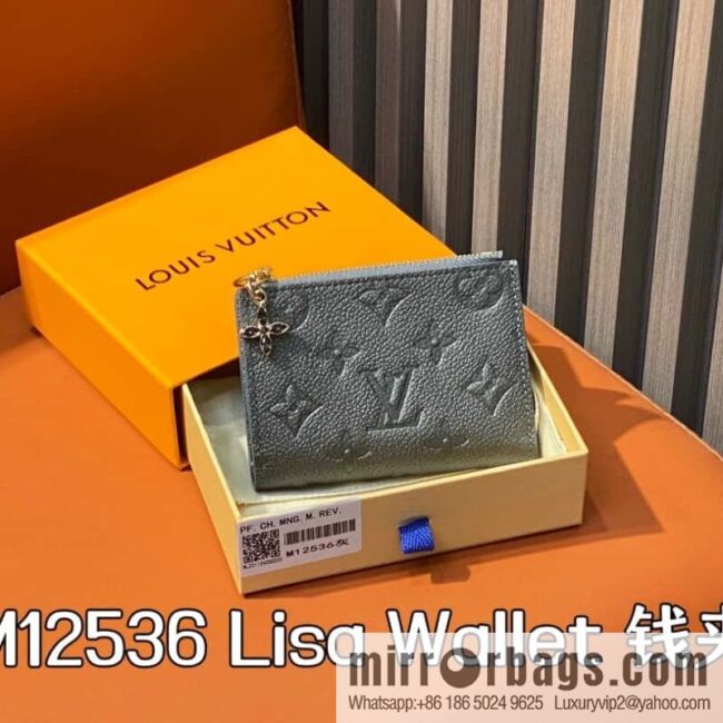 [Boutique‑grade] M12536 pearlescent gray full leather embossed, 20% off wallet series Lisa Wallet wallet