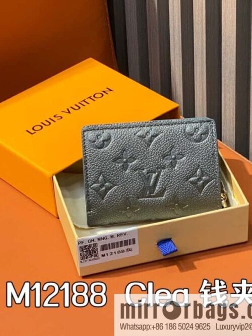 [Boutique‑grade] M12188 pearlescent gray full leather embossed, full leather two-fold wallet series Clea wallet