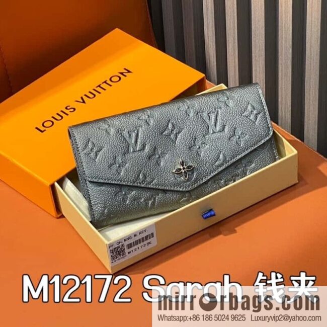 [Boutique‑grade] M12172 pearlescent gray full leather embossed, flip wallet series Sarah wallet