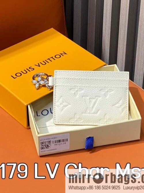 [Boutique‑grade] M12179 pearlescent white full leather embossed, card bag wallet series Porte-cartes LV Char Ms card holder