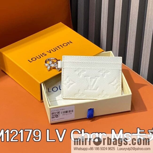 [Boutique‑grade] M12179 pearlescent white full leather embossed, card bag wallet series Porte-cartes LV Char Ms card holder
