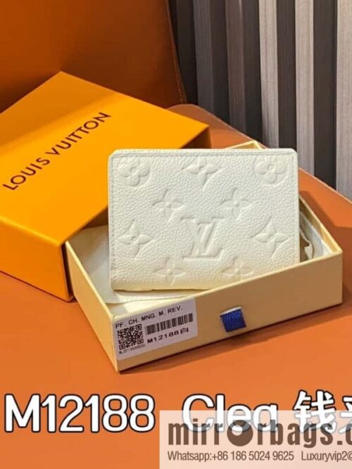 [Boutique‑grade] M12188 pearlescent white full leather embossed, full leather two-fold wallet series Clea wallet