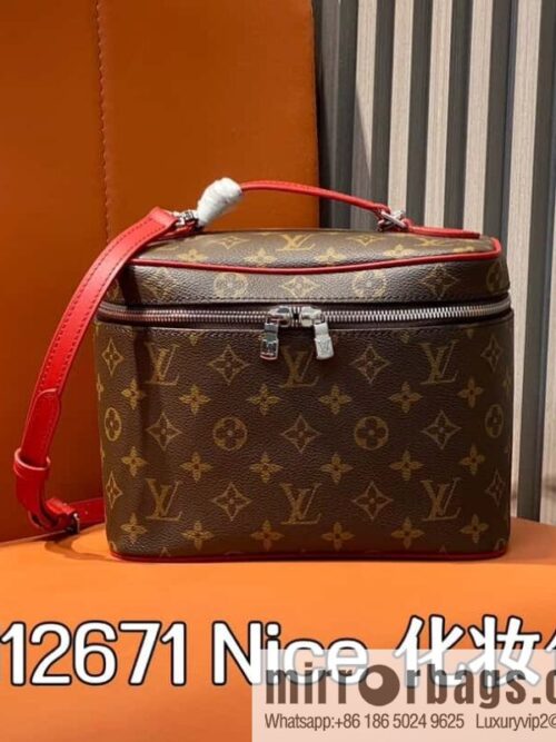 [Boutique‑grade] M12671 old flower red, medium cosmetic bag Nice cosmetic bag