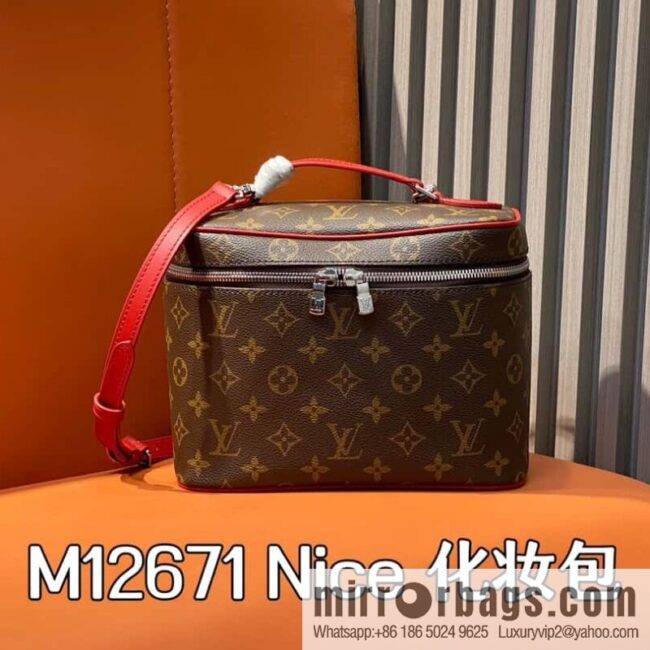 [Boutique‑grade] M12671 old flower red, medium cosmetic bag Nice cosmetic bag