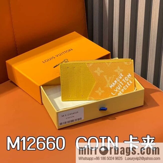 [Boutique‑grade] M12660 yellow flower silk screen printing, card bag wallet series, the new COIN card holder of the season