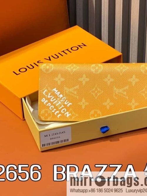 [Boutique‑grade] M12656 yellow flower silk screen printing, long suit clip wallet series BRAZZA wallet