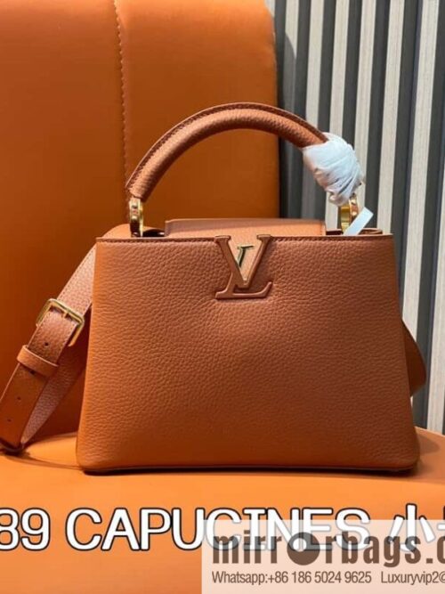 [Boutique‑grade] M25089 brown M24545 full leather cap that English series CAPUCINES small handbag