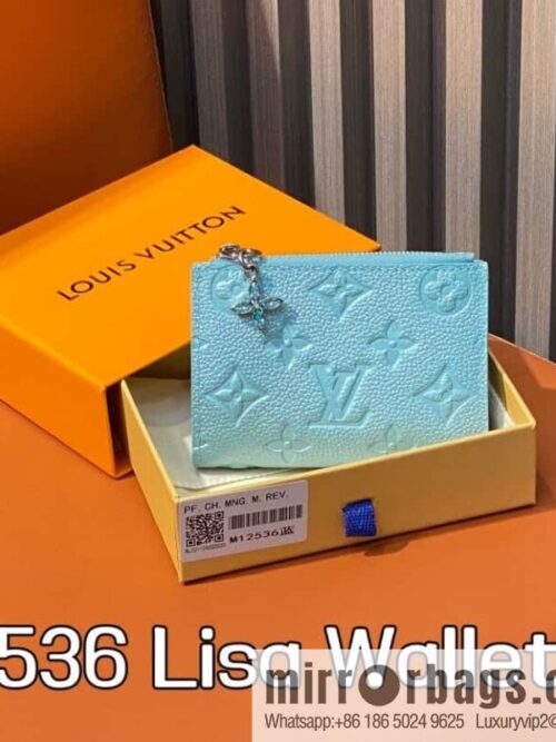 [Boutique‑grade] M12536 pearlescent blue, full leather embossed, two-fold wallet series Lisa Wallet wallet