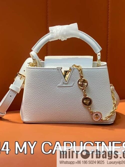 [Boutique‑grade] K00014 white full leather, chain cap that English series, personalized custom MY CAPUCINES handbag