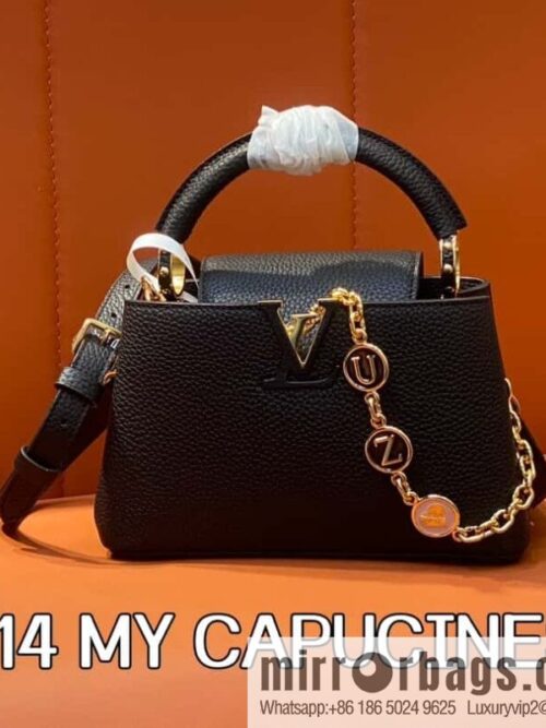 [Boutique‑grade] K00014 black full leather, chain cap that English series, personalized custom MY CAPUCINES handbag