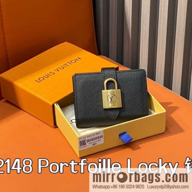 [Boutique‑grade] M12148 black, full leather wallet series Portfoille Locky wallet 12148 brown M12408 black
