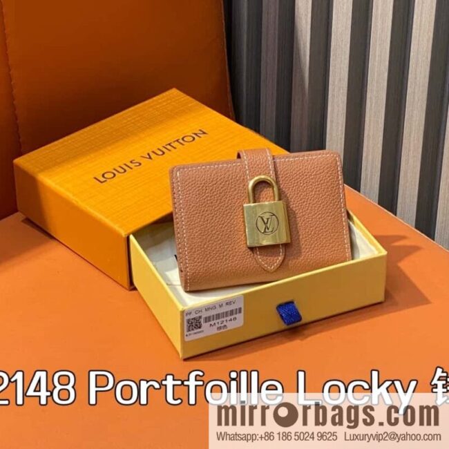 [Boutique‑grade] M12148 brown, full leather wallet series Portfoille Locky wallet 12148 brown