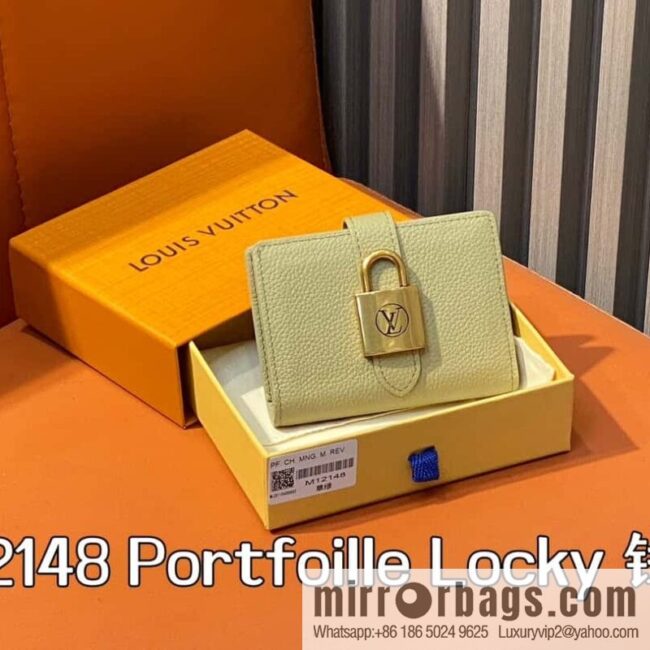 [Boutique‑grade] M12148 grass green, full leather wallet series Portfoille Locky wallet