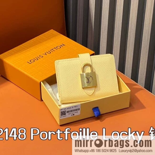 [Boutique‑grade] M12148 beige, full leather wallet series Portfoille Locky wallet