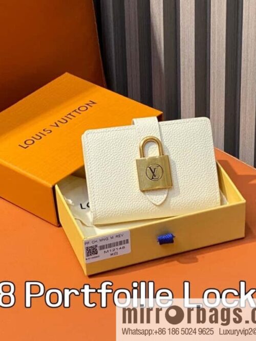 [Boutique‑grade] M12148 beige, full leather wallet series Portfoille Locky wallet