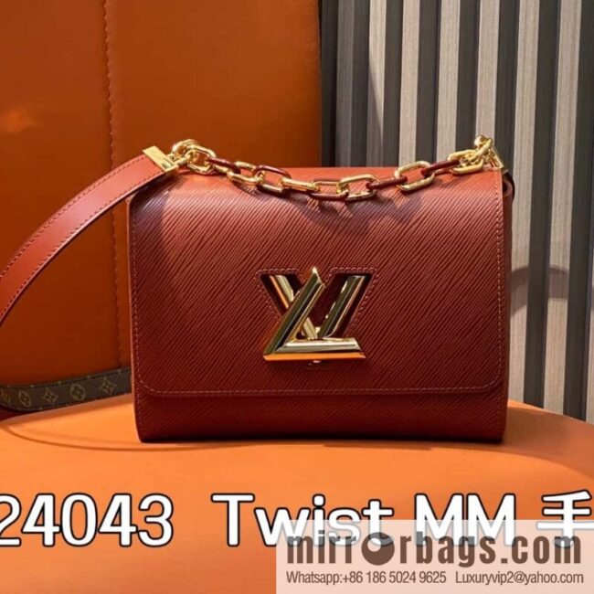 [Boutique‑grade] M24043 brown M24044 black, water ripple Twist series NEW Twist MM handbag