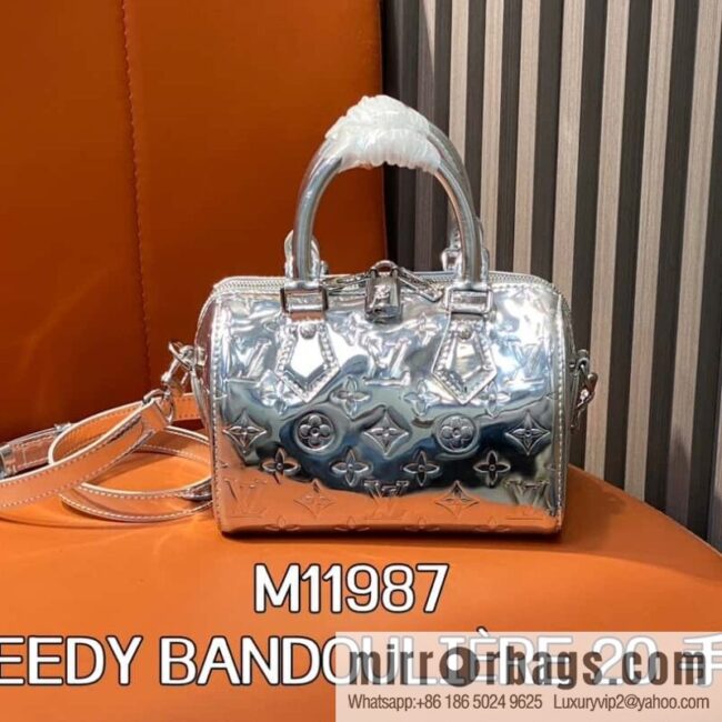 [Boutique‑grade] M11987 silver patent leather, pillow bag speedy series SPEEDY BANDOULIZRE 20 handbag