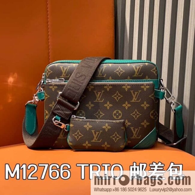 [Boutique‑grade] M12766 presbyopia/green, men\'s bag three-piece series TRIO messenger bag