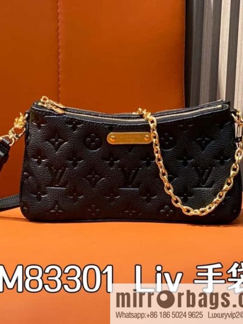 [Boutique‑grade] M83301 black M11916 brown, full leather embossed chain bag series Liv handbag