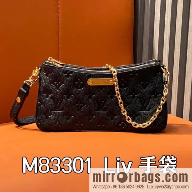 [Boutique‑grade] M83301 black M11916 brown, full leather embossed chain bag series Liv handbag
