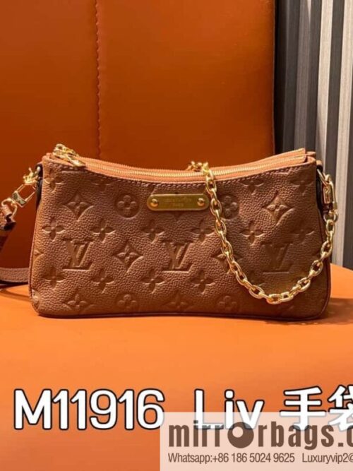[Boutique‑grade] M11916 brown M83301 black, full leather embossed chain bag series Liv handbag
