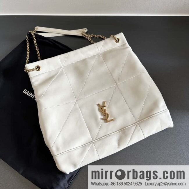 YSL 𝗝𝗔𝗠𝗜𝗘 𝟰.𝟯 𝗣𝗢𝗖𝗛𝗢𝗡 sheep leather clutch bag 781666 white