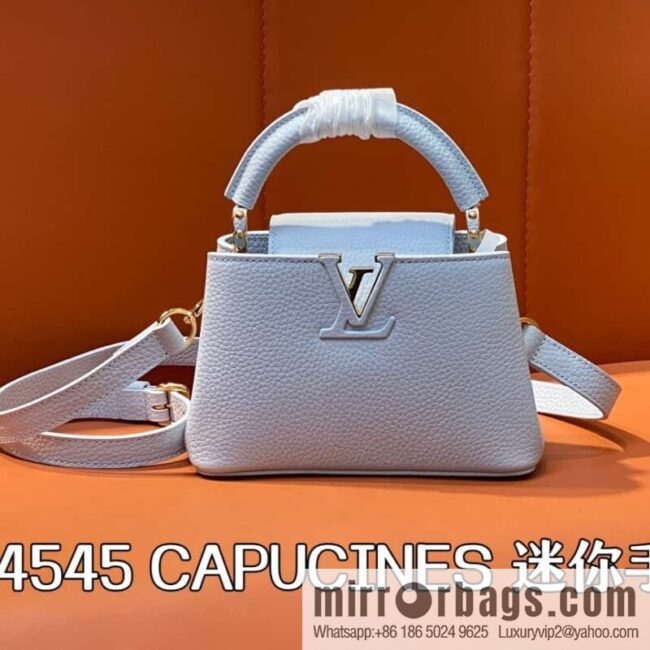 [Boutique‑grade] M24545 light blue, full leather cap that English series CAPUCINES mini handbag