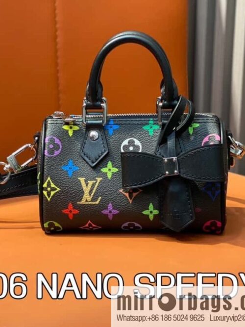 [Boutique‑grade] M13406 black color, pillow bag speedy series lv Murakami Takashi joint NANOSPEEDY handbag