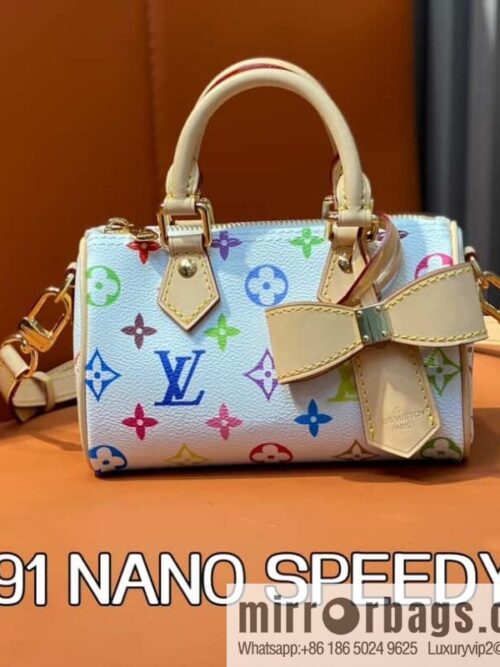 [Boutique‑grade] M13391 white color, pillow bag speedy series lv Murakami Takashi joint NANOSPEEDY handbag