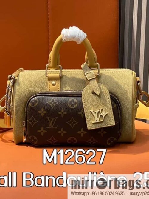 [Boutique‑grade] M12627 presbyopia brown, men\'s bag pillow bag keepall series, this Keepall Bandoulière 25 handbag