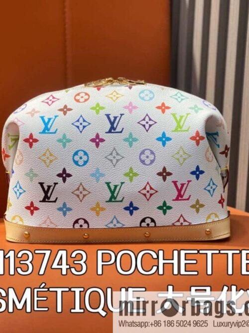 [Premium‑quality] M13743 white color cosmetic bag series POCHETTE COSMÉTIQUE large cosmetic bag 2025 Murakami Takashi joint cooperation series
