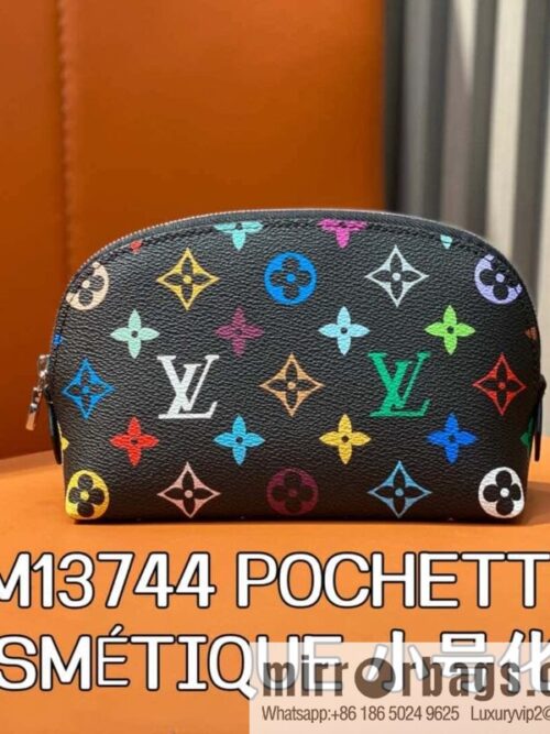[Boutique‑grade] M13744 black color, cosmetic bag series POCHETTE COSMÉTIQUE small cosmetic bag