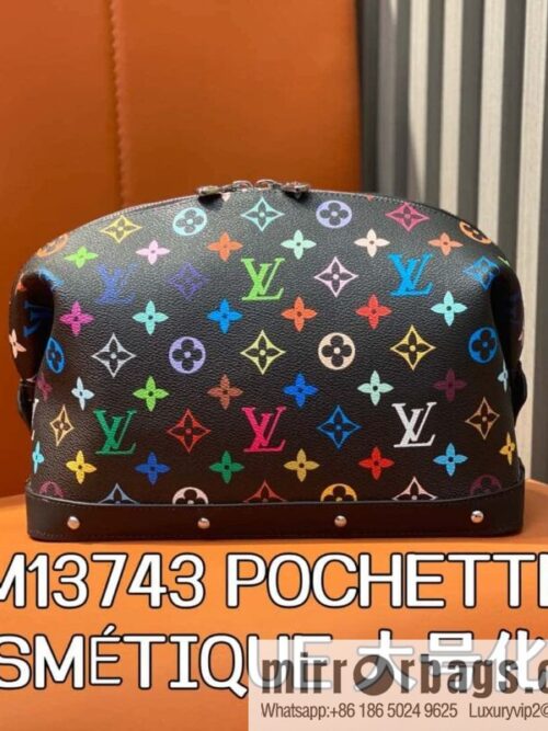 [Premium‑quality] M13743 black color cosmetic bag series POCHETTE COSMÉTIQUE large cosmetic bag 2025 Murakami Takashi joint cooperation series (copy)