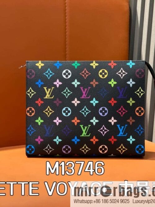 [Boutique‑grade] M13746 black color, handbag clutch series, the new POCHETTE VOYAGE medium clutch bag of the season