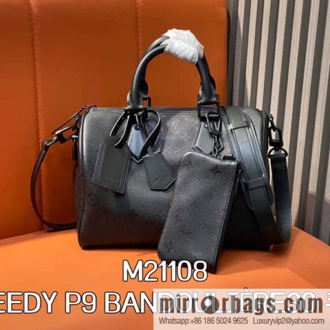 [Boutique‑grade] M21108 black full leather, pillow bag speedy series SPEEDY P9 BANDOULIZRE30 handbag