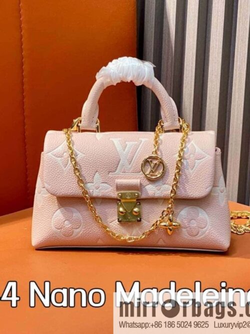 [Boutique‑grade] M12144 milkshake powder, full leather chain bag series M13796 This Nano Madeleine handbag