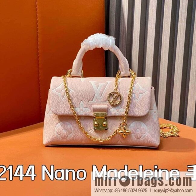 [Boutique‑grade] M12144 milkshake powder, full leather chain bag series M13796 This Nano Madeleine handbag