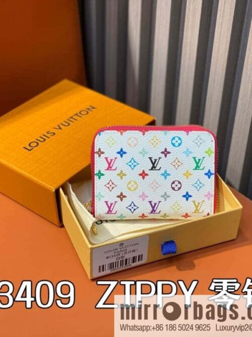 [Boutique‑grade] M13409 white color, single zipper short wallet series ZIPPY change bag