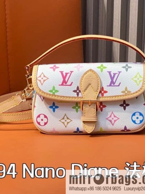 [Boutique‑grade] M14194 white color, mini baguette bag series Nano Diane baguette handbag M14194 white color (three colors - Takashi Murakami)