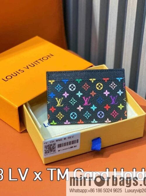 [Boutique‑grade] M13403 black color, card bag wallet series LV x TM Card Holder card bag m13403 white color (three colors - Murakami Takashi)