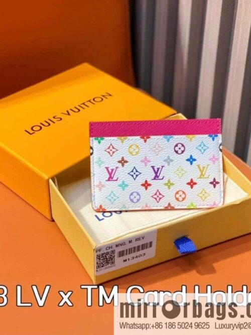 [Boutique‑grade] M13403 white color, card bag wallet series LV x TM Card Holder card bag m13403 white color (three colors - Takashi Murakami)