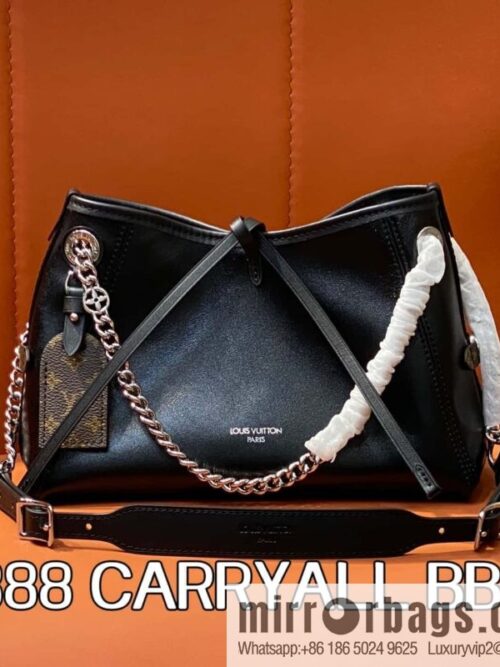 [Boutique‑grade] M12888 black full leather, shopping bag series CARRYALL BB handbag